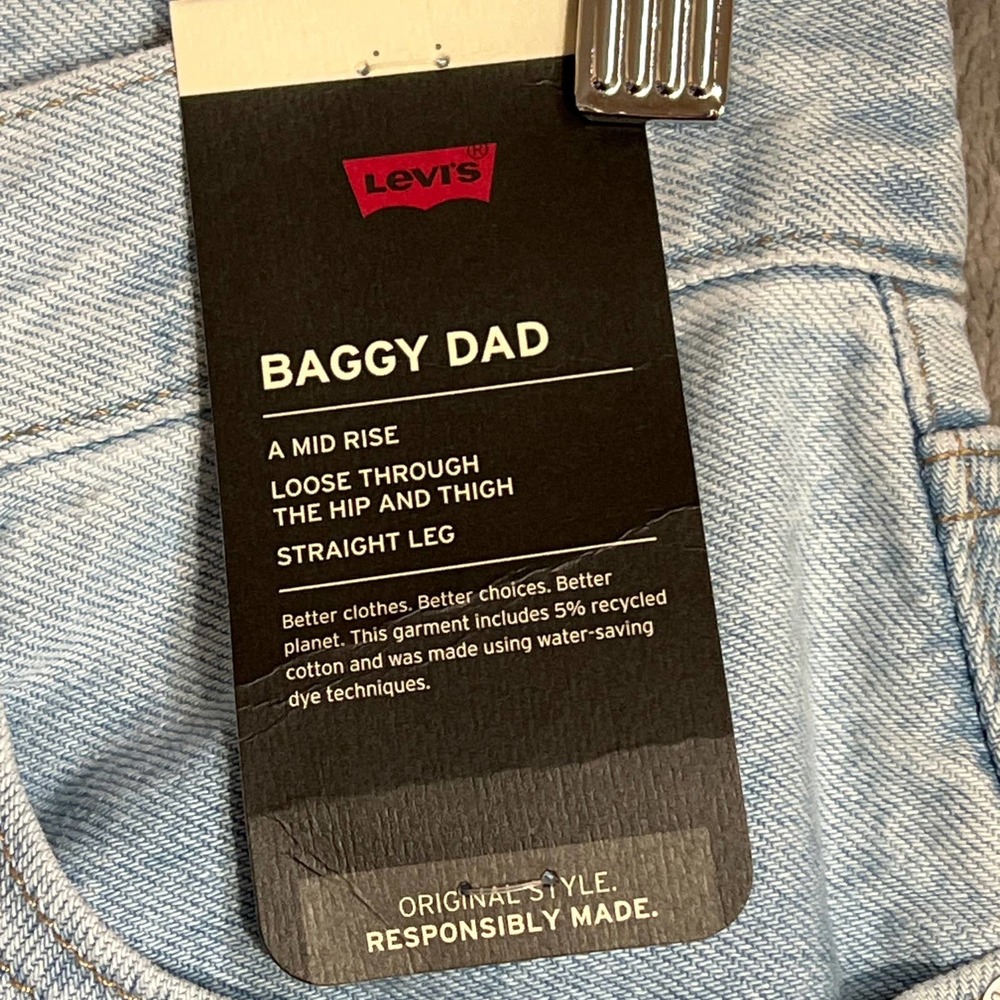 Levi's Premium Denim Baggy Dad Jeans Light Sugar Size 27 X 30 Light Indigo - Picture 2 of 11
